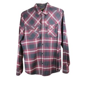Helix Mens Athletic Fit Plaid Button Down Shirt Red Navy Blue Large/ Long Sleeve